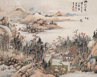 吴■木 帆影江声图 片 33×42cm